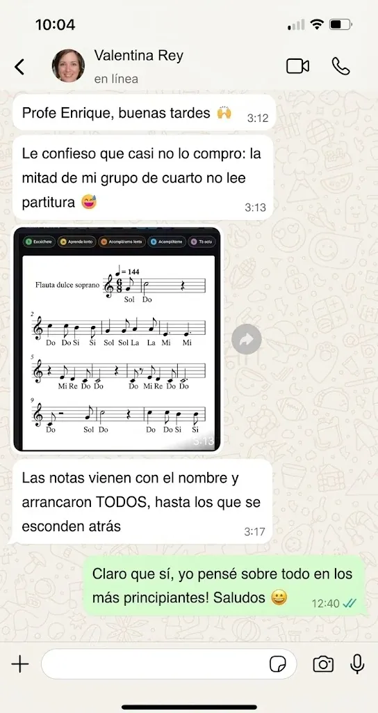 Mensaje de un maestro que usa el catálogo